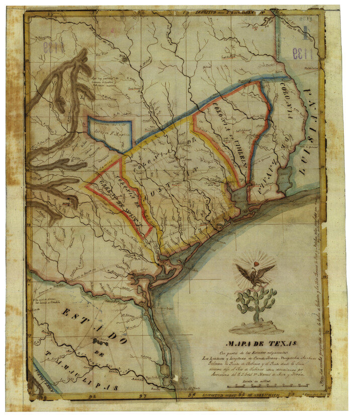 94560, Mapa de Texas con partes de los Estados Adyacentes, Non-GLO Digital Images