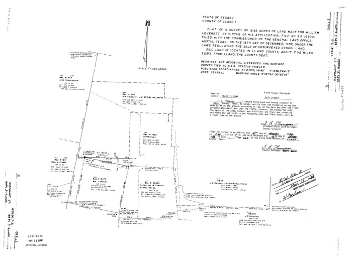 9459, Llano County Rolled Sketch 2, General Map Collection