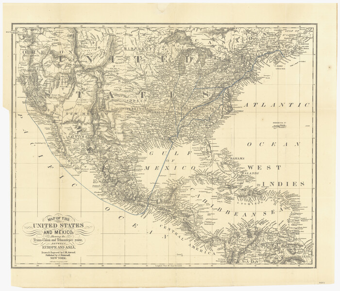 94851, Map of the United States and Mexico showing the Trans-Union and Tehuantepec route between Europe and Asia, General Map Collection