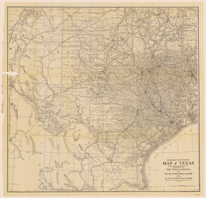95353, Railroad and County Map of Texas prepared and published as a supplement to the Texas Almanac and State Industrial Guide, General Map Collection