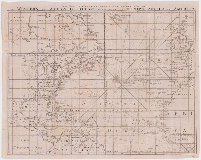 95368, A New Map, or Chart in Mercators Projection, of the Western or Atlantic Ocean, with part of Europe, Africa and America, General Map Collection