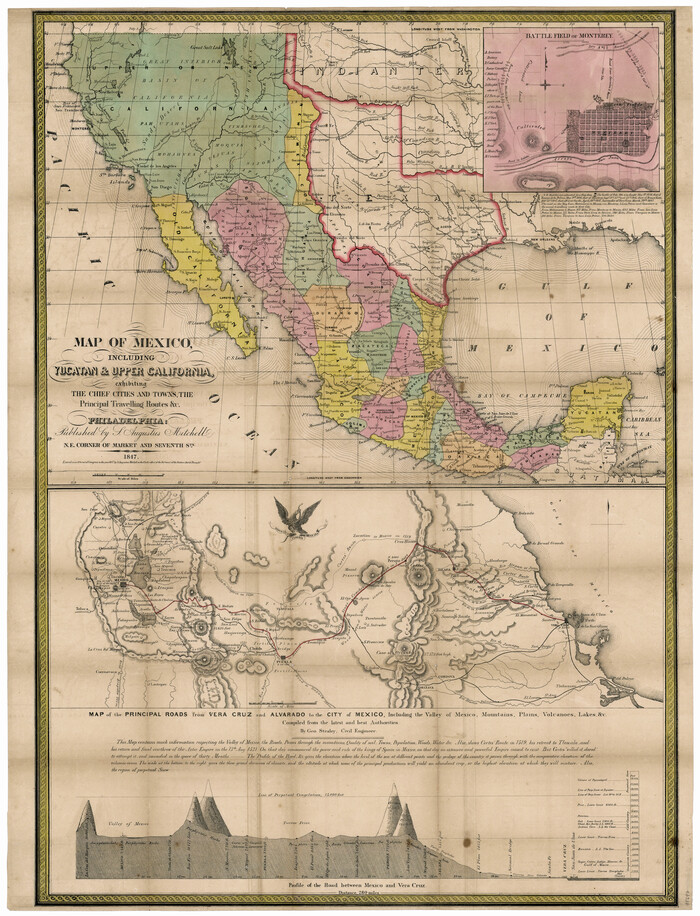95697, Map of Mexico, Including Yucatan & Upper California, exhibiting the Chief Cities and Towns, the Principal Travelling Routes &c., General Map Collection