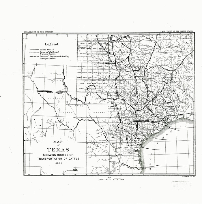 95718, Map of Texas Showing Routes of Transportation of Cattle, Library of Congress