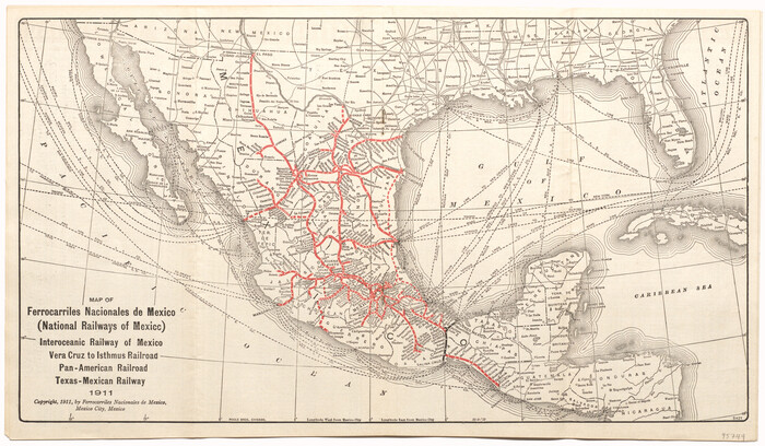 95744, Map of Ferrocarriles Nacionales de Mexico (National Railways of Mexico), Interoceanic Railway of Mexico, Vera Cruz to Isthmus Railroad, Pan-American Railroad, Texas-Mexican Railway, General Map Collection - 1