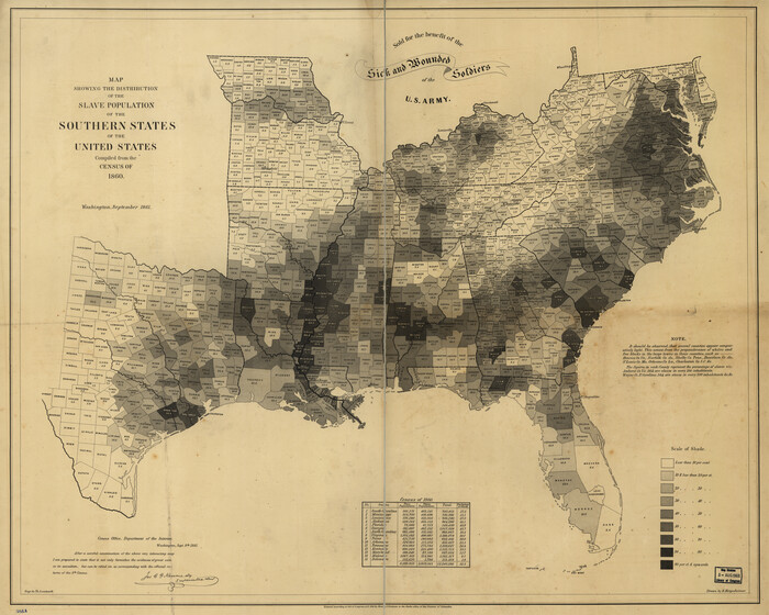 95749, Map showing the distribution of the slave population of the southern states of the United States. Compiled from the census of 1860, Library of Congress