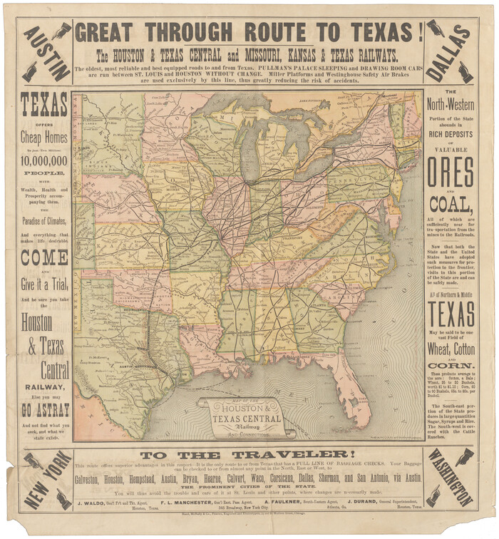 95753, Map of the Houston & Texas Central Railway and connections, Cobb Digital Map Collection