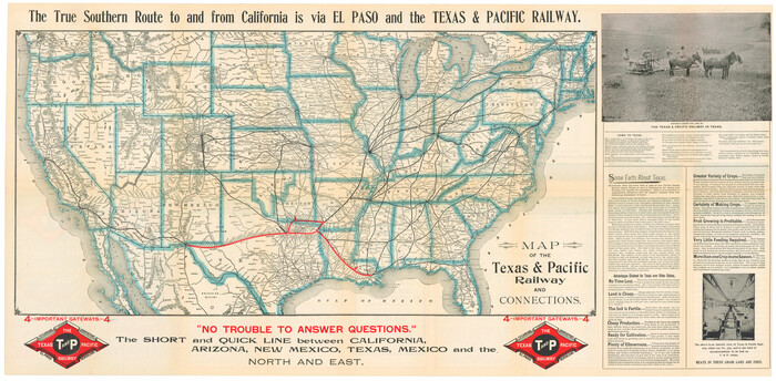 95766, Map of the Texas & Pacific Railway and connections, Cobb Digital Map Collection - 1