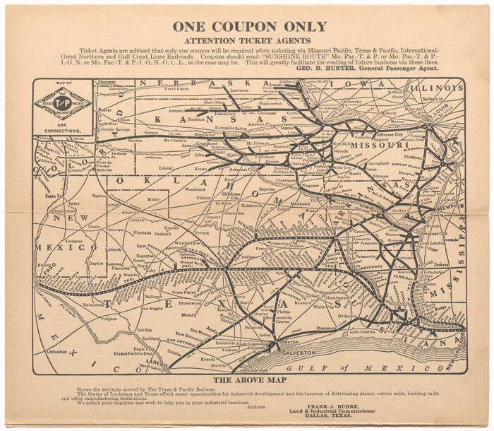 95773, Map of the Texas and Pacific Railway and connections, Cobb Digital Map Collection - 1