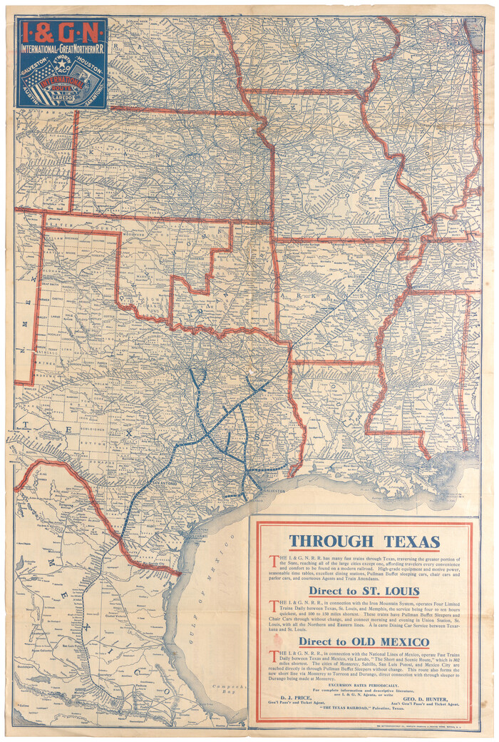 95778, I. & G. N. - International and Great Northern R.R. - International Route - Galveston, Ft. Worth, Waco, Houston, Austin, Laredo, San Antonio, Cobb Digital Map Collection - 1