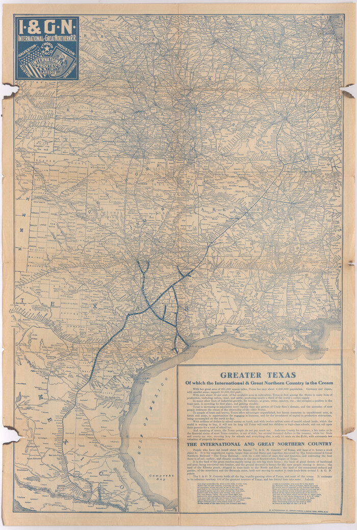 95779, I. & G. N. - International and Great Northern R.R. - International Route - Galveston, Ft. Worth, Waco, Houston, Austin, Laredo, San Antonio, Cobb Digital Map Collection - 1