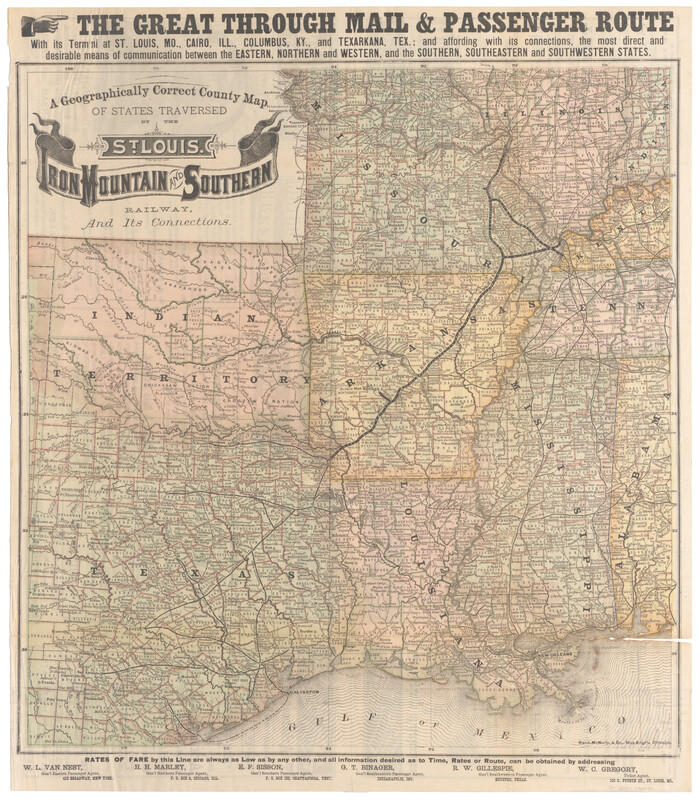 95782, A Geographically Correct County Map of States Traversed by the St. Louis, Iron Mountain & Southern Railway and its Connections, Cobb Digital Map Collection - 1