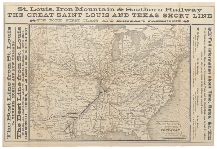 95783, Map of the St. Louis, Iron Mountain and Southern Railway, and connections, Cobb Digital Map Collection - 1