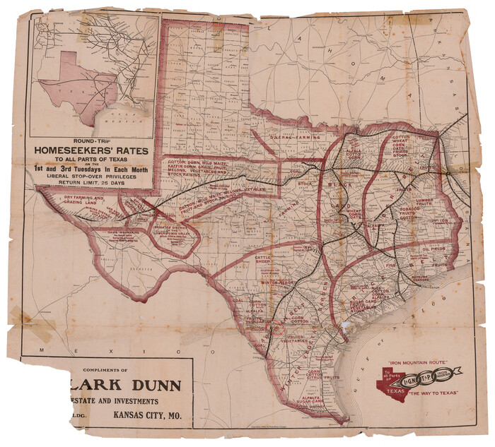 95793, "Iron Mountain Route" to all parts of Texas - I. & G. N., T. & P., Iron Mountain - "The Way to Texas", Cobb Digital Map Collection