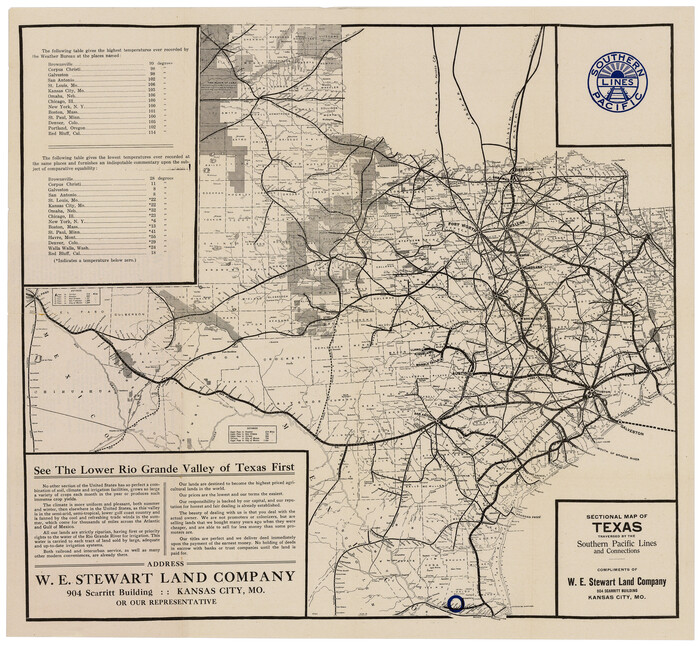95800, Sectional Map of Texas traversed by the Southern Pacific Lines and connections, Cobb Digital Map Collection