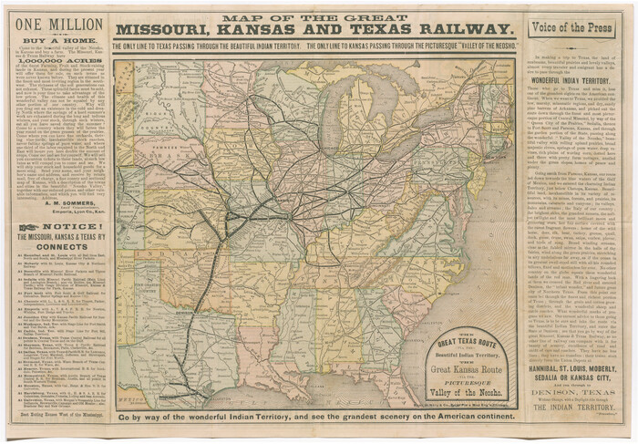 95804, The Great Texas Route via the Beautiful Indian Territory / The Great Kansas Route via the Picturesque Valley of the Neosho, Cobb Digital Map Collection - 1
