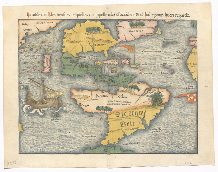 95836, La table des Isles neusues, lesquelleson appelle isles d'occident & d'Indie pour diuers regardz, General Map Collection - 1