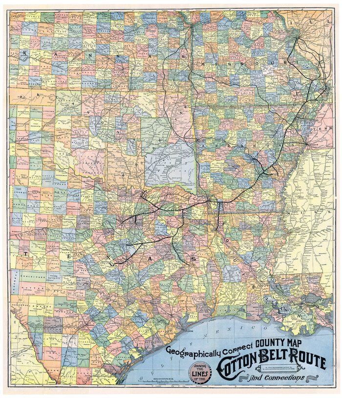 95840, Geographically Correct County Map showing the lines of the Cotton Belt Route and connections, Cobb Digital Map Collection - 1
