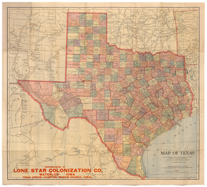 95871, Map of Texas with population and location of principal towns and cities according to latest reliable statistics, Cobb Digital Map Collection - 1