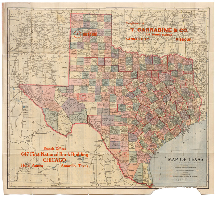95872, Map of Texas with population and location of principal towns and cities according to latest reliable statistics, Cobb Digital Map Collection - 1