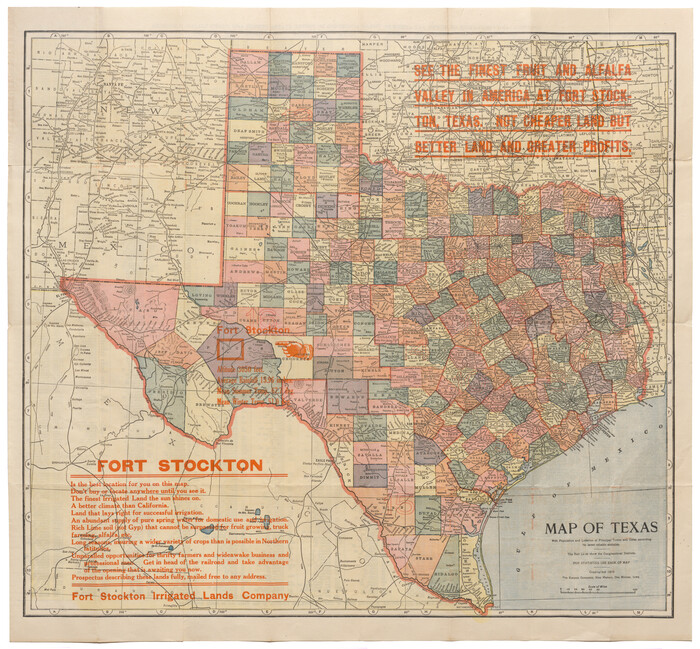 95878, Map of Texas with population and location of principal towns and cities according to latest reliable statistics, Cobb Digital Map Collection - 1