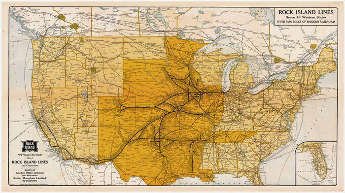 95890, Map of Rock Island Lines and Connections - Route of Golden State Limited to California / Rocky Mountain Limited to Colorado, Cobb Digital Map Collection - 1