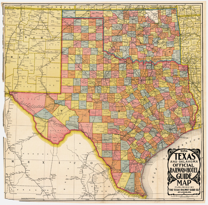 95892, The Texas and Oklahoma Official Railway & Hotel Guide Map, Cobb Digital Map Collection
