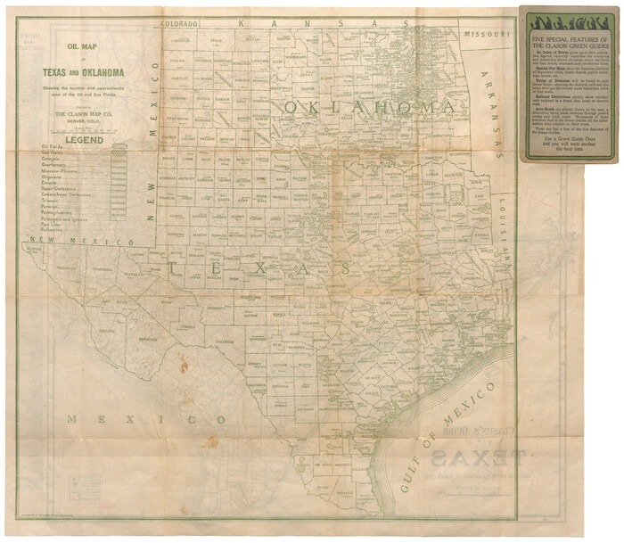95897, Oil Map of Texas and Oklahoma showing the location and approximate area of the Oil and Gas Fields, Cobb Digital Map Collection
