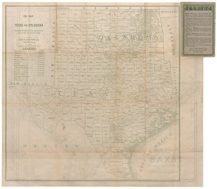 95897, Oil Map of Texas and Oklahoma showing the location and approximate area of the Oil and Gas Fields, Cobb Digital Map Collection - 1