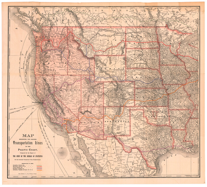 95905, Map Exhibiting the Leading Transportation Lines of the Pacific Coast, prepared for the report of the Chief of the Bureau of Statistics on the internal commerce of the United States, Cobb Digital Map Collection