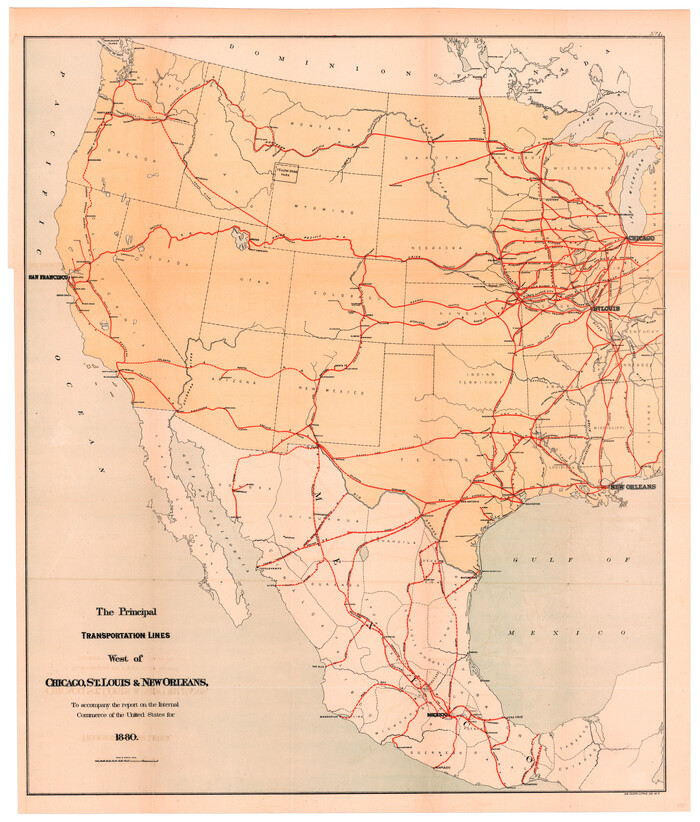 95906, The Principal Transportation Lines west of Chicago, St. Louis, & New Orleans, to accompany the report on the Internal Commerce of the United States for 1880, Cobb Digital Map Collection