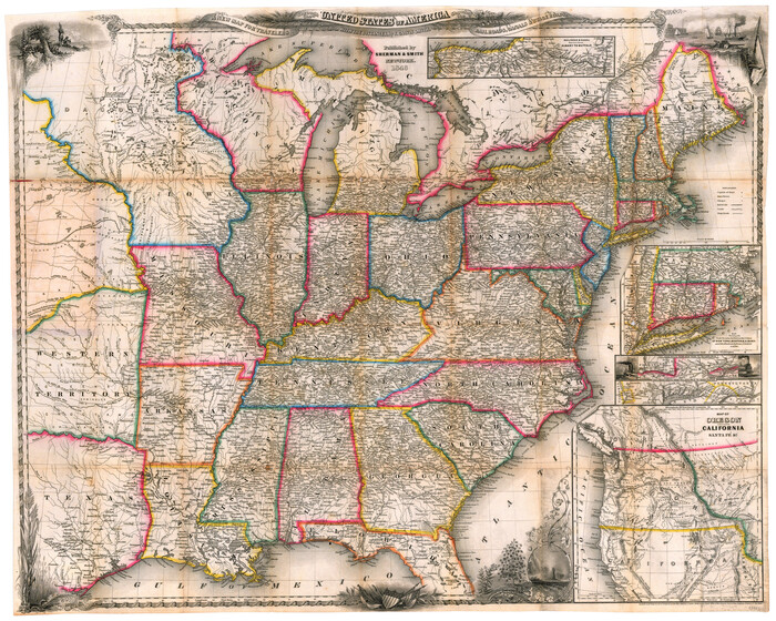 95921, A new map for travellers through the United States of America showing the railroads, canals & stageroads with the distances, General Map Collection - 1