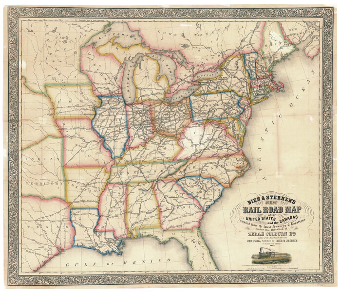 95963, Bien & Sterner's New Rail Road Map of the United States and the Canadas compiled from the latest surveys & locations under the direction of Zerah Colburn Esq., editor of the Rail Road Advocate, General Map Collection