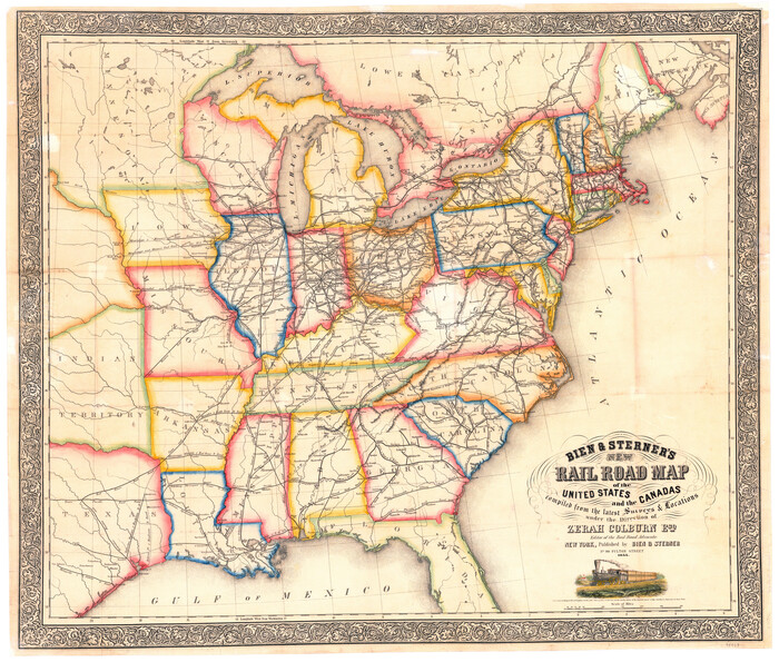 95963, Bien & Sterner's New Rail Road Map of the United States and the Canadas compiled from the latest surveys & locations under the direction of Zerah Colburn Esq., editor of the Rail Road Advocate, General Map Collection