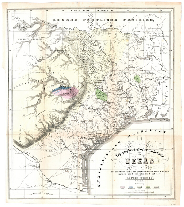 96523, Topographisch-geognostische Karte von Texas mit Zugrundelegung der geographischen Karte v. Wilson nach eigenen Beobachtungen bearbeitet von Dr. Ferd. Roemer, General Map Collection