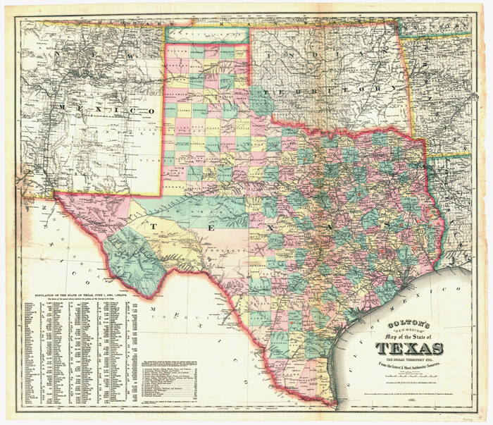 96524, Colton's "New Medium" Map of the State of Texas, the Indian Territory, etc. from the latest & most authentic sources, General Map Collection