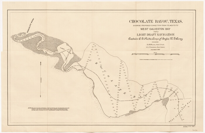 96557, Chocolate Bayou, Texas showing proposed connection from its mouth to West Galveston Bay for a Light Draft Navigation, General Map Collection