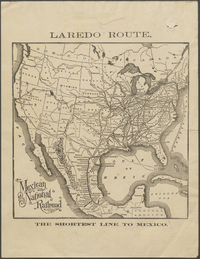 96589, Laredo Route. Mexican National Railroad - the Shortest Line to Mexico, Cobb Digital Map Collection - 1