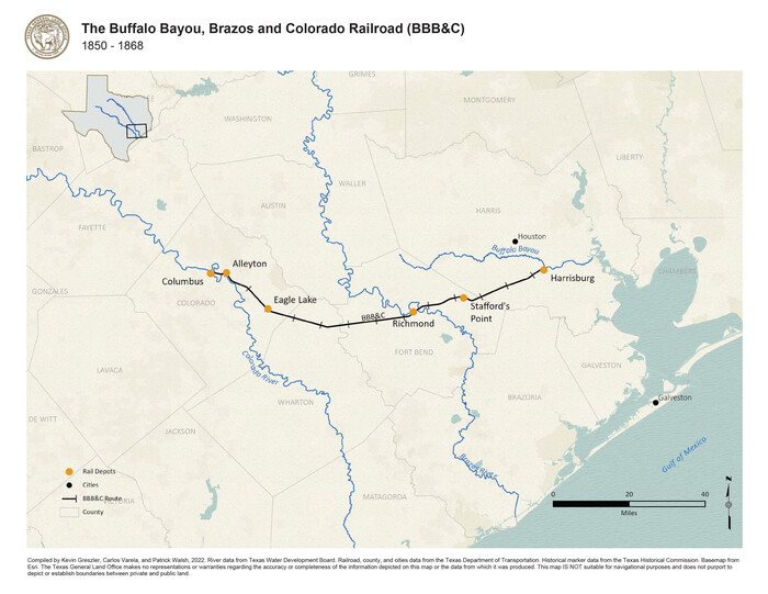 97088, The Buffalo Bayou, Brazos and Colorado Railroad, 1850-1868, General Map Collection