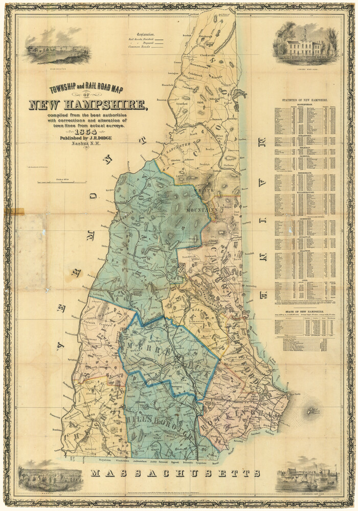 97105, Township and Railroad Map of New Hampshire compiled from the best authorities with corrections and alteration of town lines from actual surveys, General Map Collection