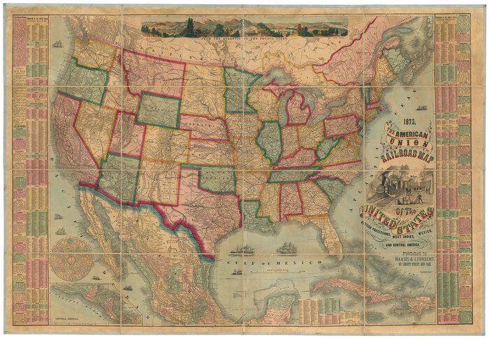 97124, The American Union Railroad Map of the United States, British Possessions, West Indies, Mexico, and Central America, General Map Collection