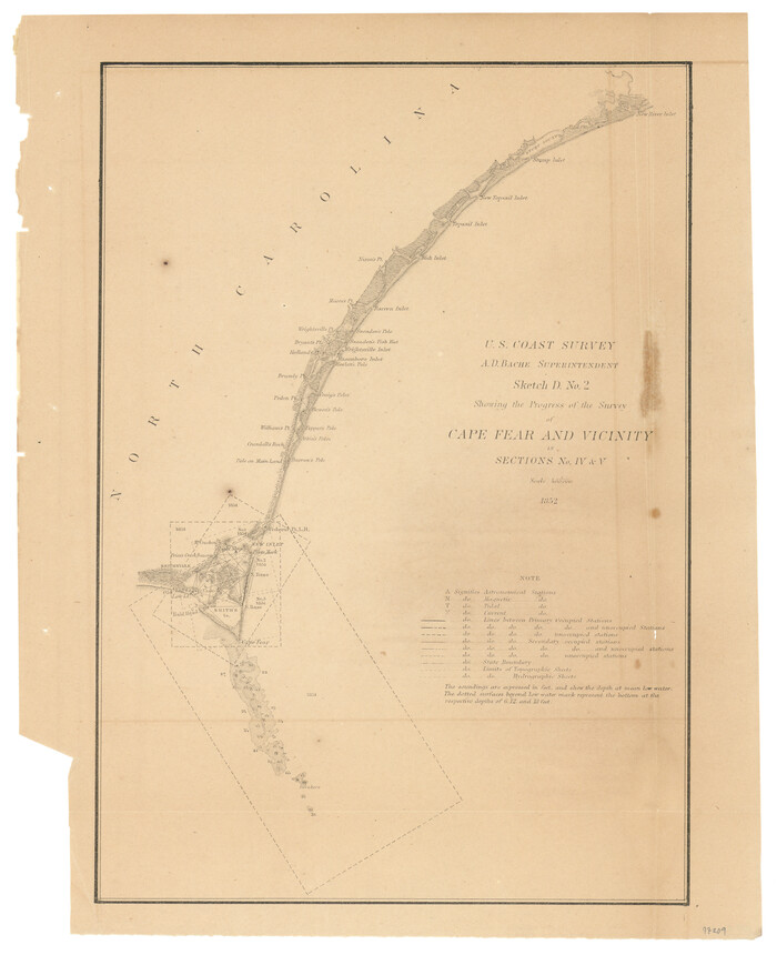 97209, Sketch D No. 2 Showing the Progress of the Survey of Cape Fear and Vicinity in Sections No. IV & V, General Map Collection