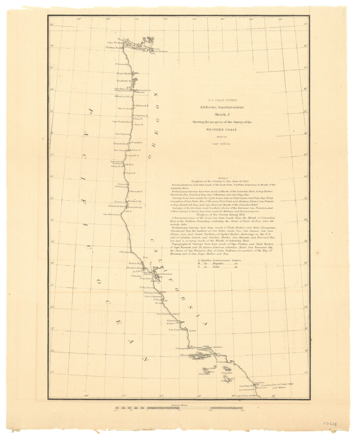 97228, Sketch J Showing the progress of the Survey of the Western Coast, General Map Collection