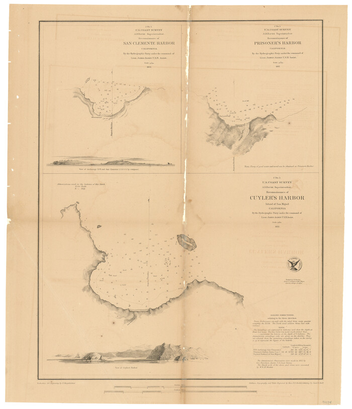 97234, J No. 5 - Reconnaissance of San Clemente Harbor, California / Reconnaissance of Prisoner's Harbor, California / Reconnaissance of Cuyler's Harbor, Island of San Miguel, California, General Map Collection