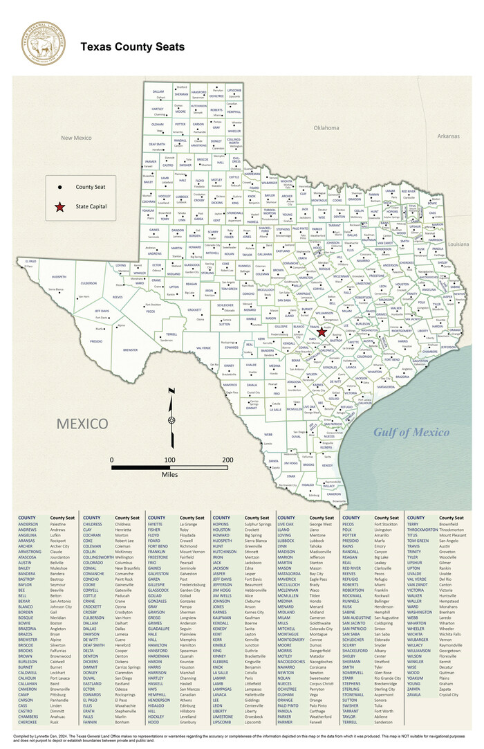 97243, Texas County Seats, GIS Educational Maps