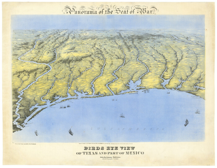 97250, Panorama of the Seat of War - Birds Eye View of Texas and Part of Mexico, General Map Collection