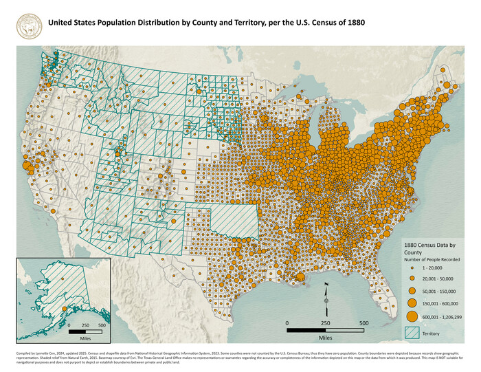 97284, 1880 United States Population by County, GIS Educational Maps