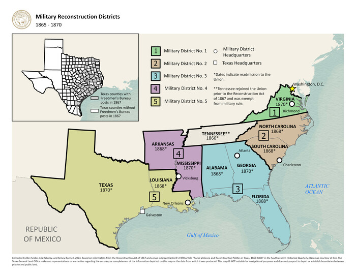 97345, Military Reconstruction Districts, GIS Educational Maps