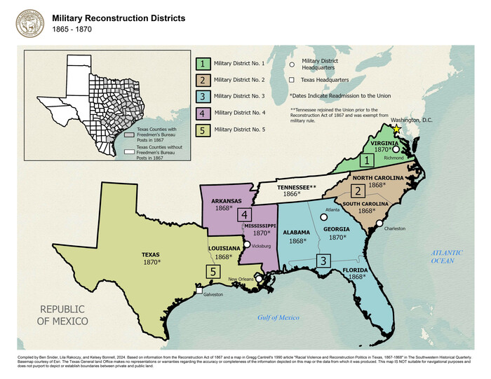 97345, Military Reconstruction Districts, GIS Educational Maps