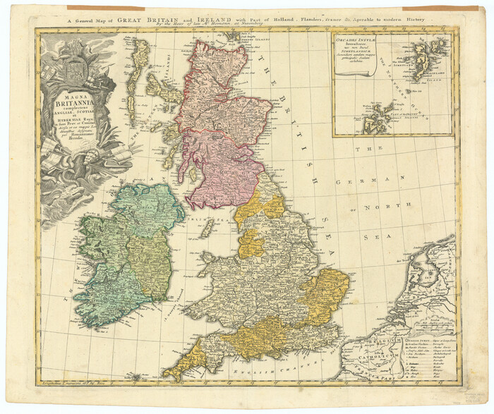 97435, A general map of Great Britain and Ireland with part of Holland, Flanders, France & agreable to modern history, Non-GLO Digital Images