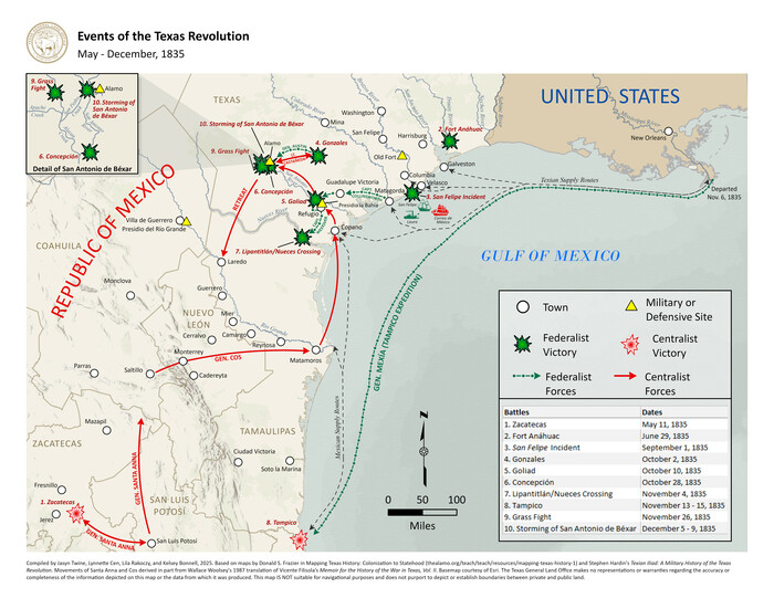 97489, Events of the Texas Revolution, GIS Educational Maps